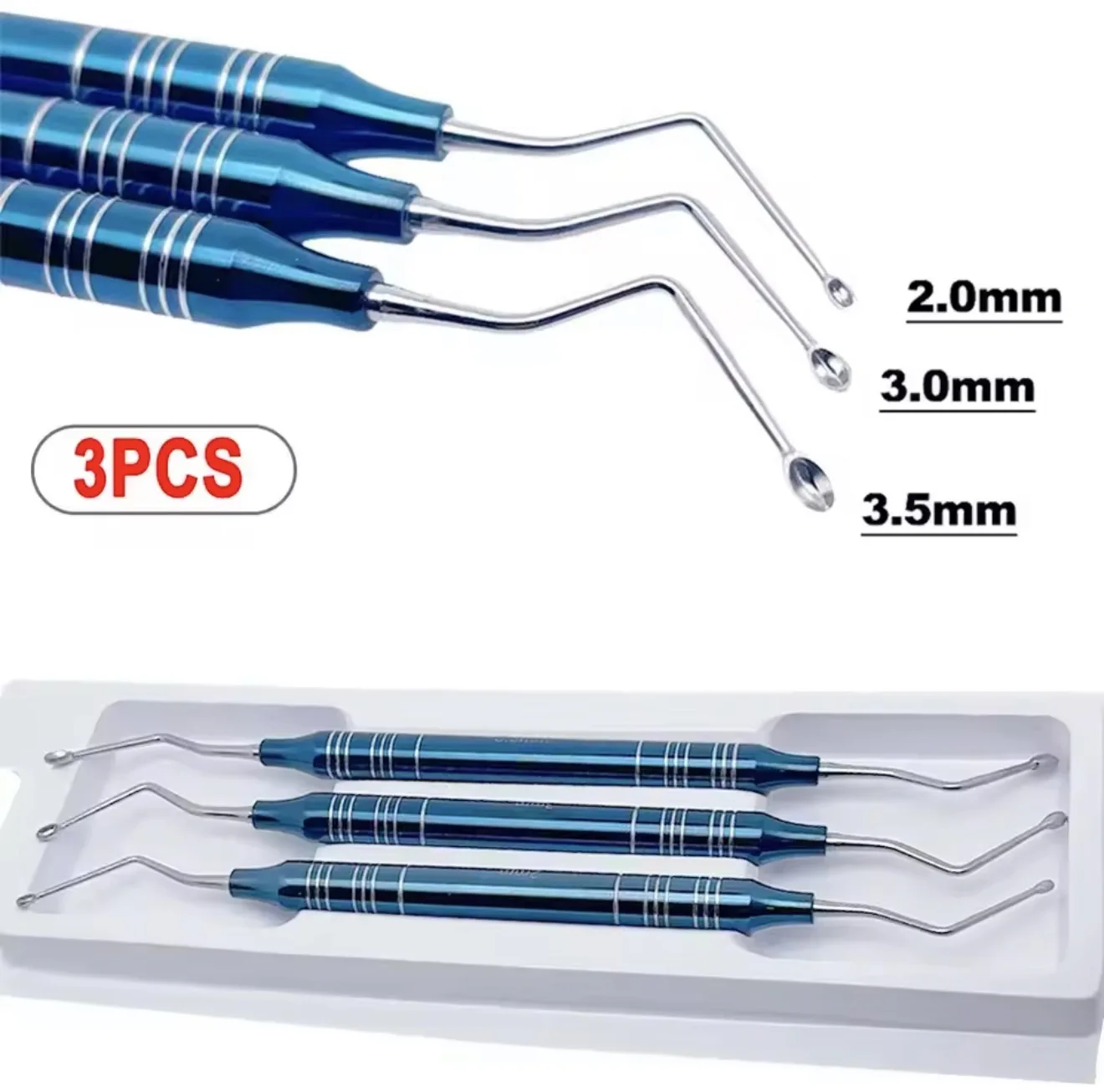 Dental Surgical Bone Powder Spoon Graft Scoop Set Curette Periodontal Cleaning Removal Instrument