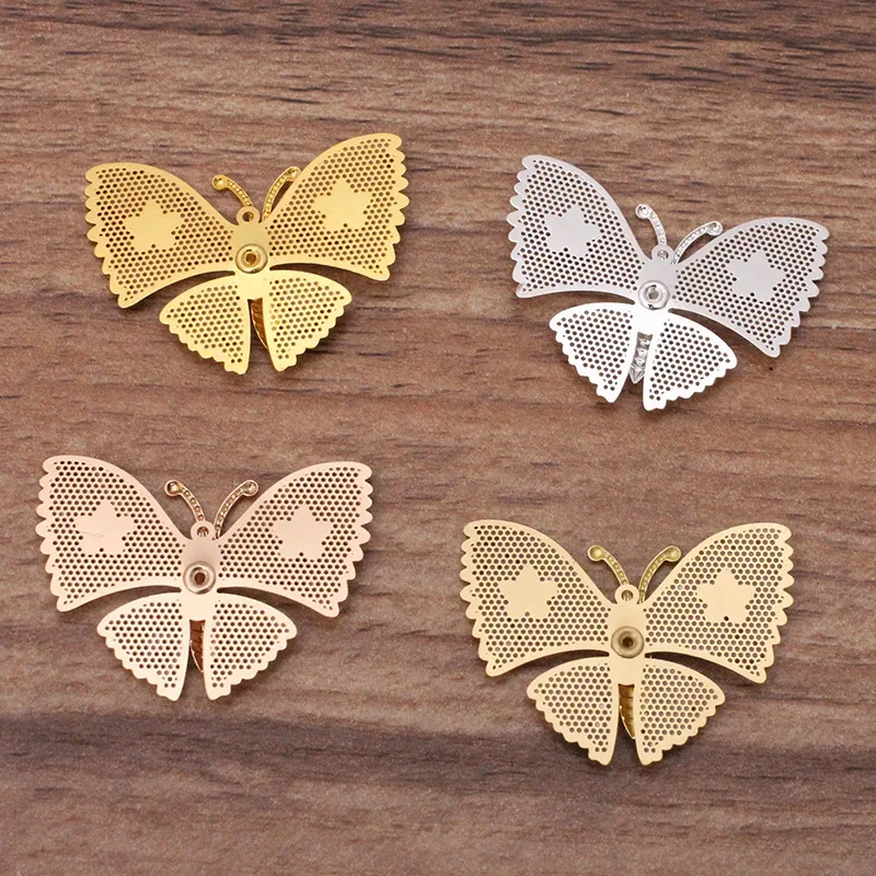 BoYuTe-Metal Brass Stamping Filigrana Borboleta Pingente Encantos, DIY Handmade Jóias Acessórios, 25*34mm, 20 Pçs/lote