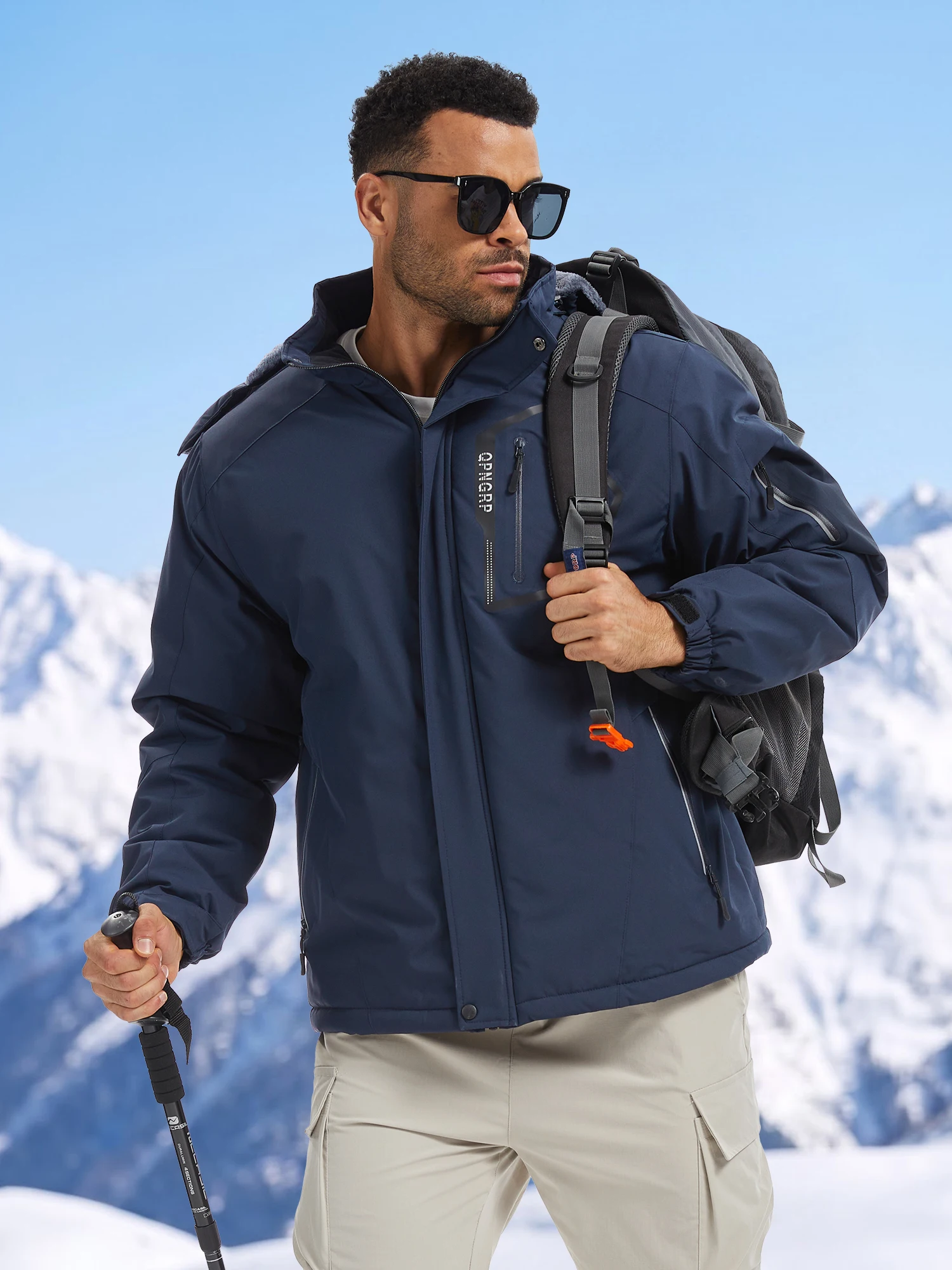 Winter Wasserdichte Winddichte Fleece-Gefütterte Jacken Herren Wanderjacken Outdoor Abnehmbare Kapuzenmäntel Ski Snowboard Oberbekleidung – Detail 6