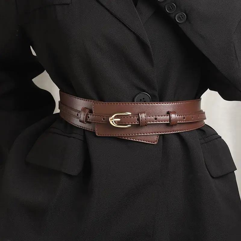 

Fashionable Wide Waist Belt Black Suitable For Decorative Dress Suit Jacket Detachable Dual-use Wide Belt Personality Waistband