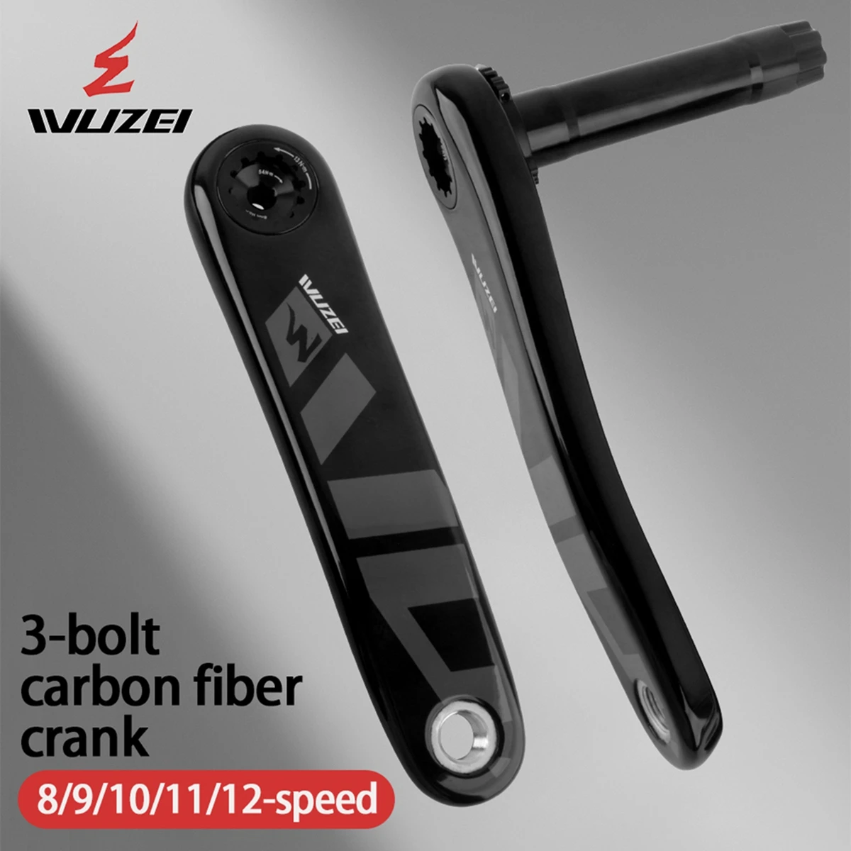 WUZEI MTB Carbonfaser-Kurbelgarnitur 165 170 175mm Mountainbike-Kurbelsatz 24mm Ti AL-7075 Achse 3-Loch Fahrradkurbel für Shimano – Detail 24