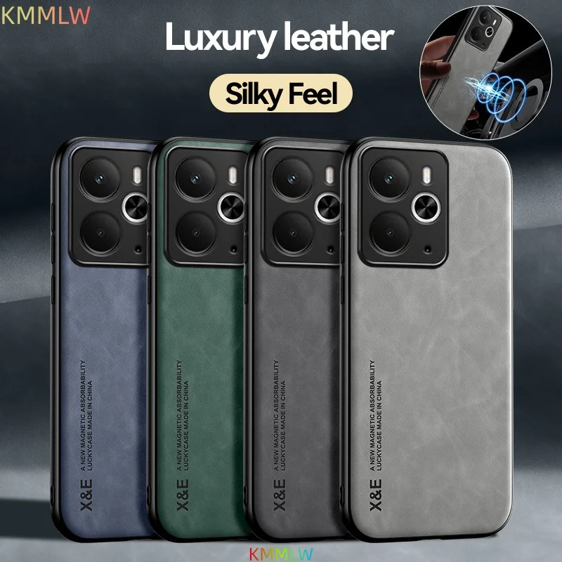 Luxury Leather Case For Realme 14Pro 13Pro 14 13 12 11 10 Pro + 5G Cover With Metal Plate Support Car Hold