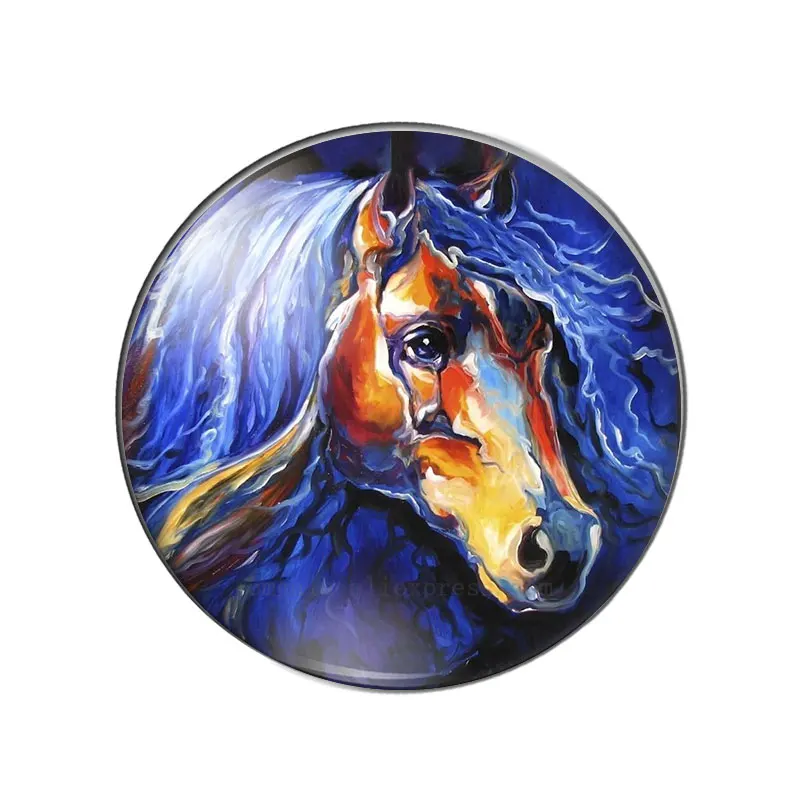 Watercolor horse paintings 10pcs 12mm/18mm/20mm/25mm Round photo glass cabochon demo flat back Making findings