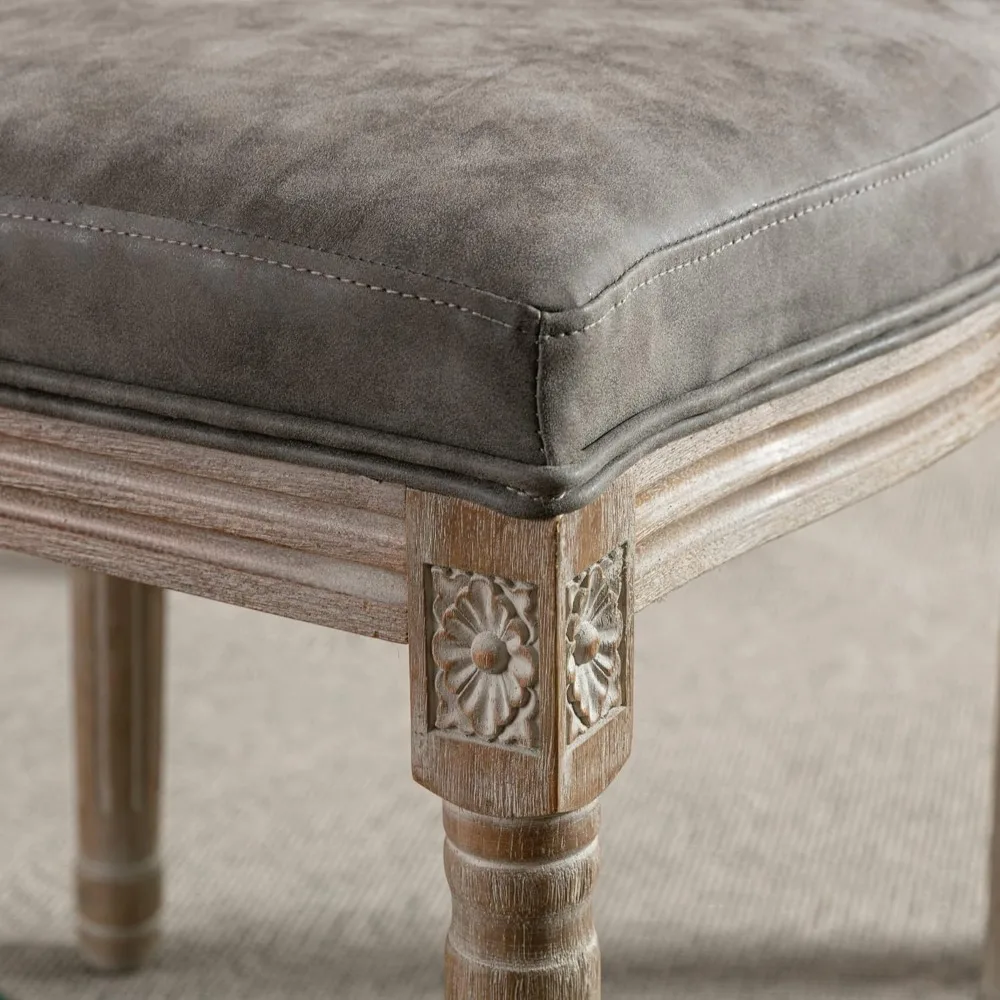 ชุดเก้าอี้รับประทานอาหารหนังสไตล์ฟาร์มเฮาส์ 4 ตัวพร้อมพนักพิงหวายทรงกลม เหมาะสำหรับห้องรับประทานอาหารและบิสโทรสไตล์ฝรั่งเศส