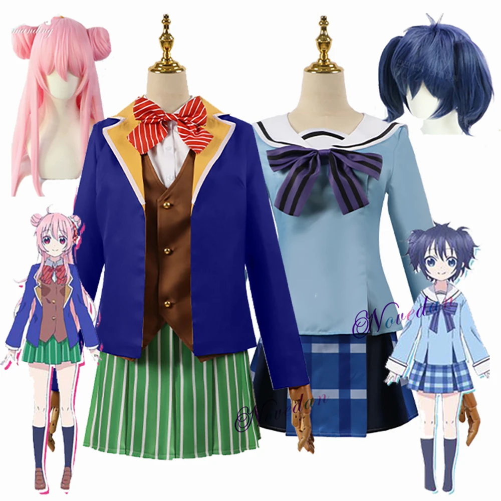 Matsuzaka Satou Shio Koube Kobe Cosplay Happy Sugar Life JK uniforme falda colegiala uniforme escolar peluca disfraz de Anime de Halloween