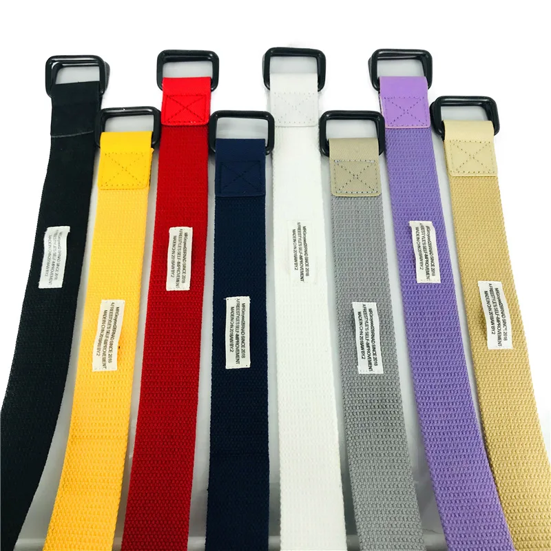 Canvas belt double-ring buckle young students ins wind Korean version of men's belts off the correct version