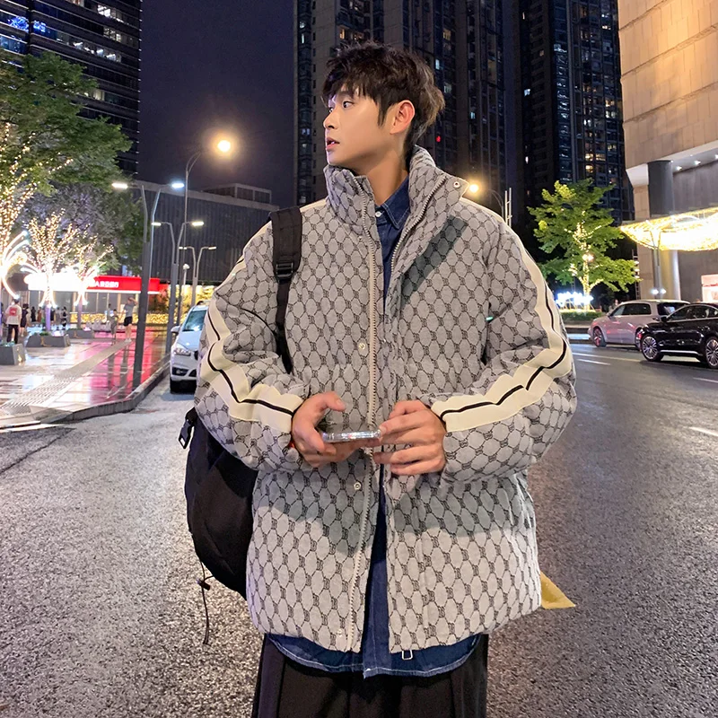 

Модная повседневная свободная куртка-пуховик с воротником-стойкой для мужчин, верхняя одежда из полиэстера (85% белый пух), молодежная, стильная