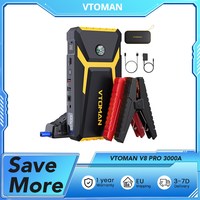 VTOMAN V8 PRO 3000A Car Jump Starter, 24 Months Standby Time, LCD Screen, for Up 8.5L Gas and 6.5L Diesel Engines