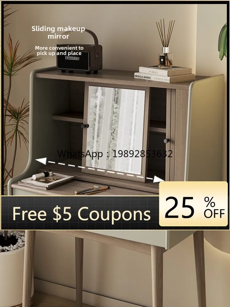 

YFY Wood Art Modern Minimalist White Wax Wood Solid Wood Dressing Table Multi-Functional Retractable Makeup Table