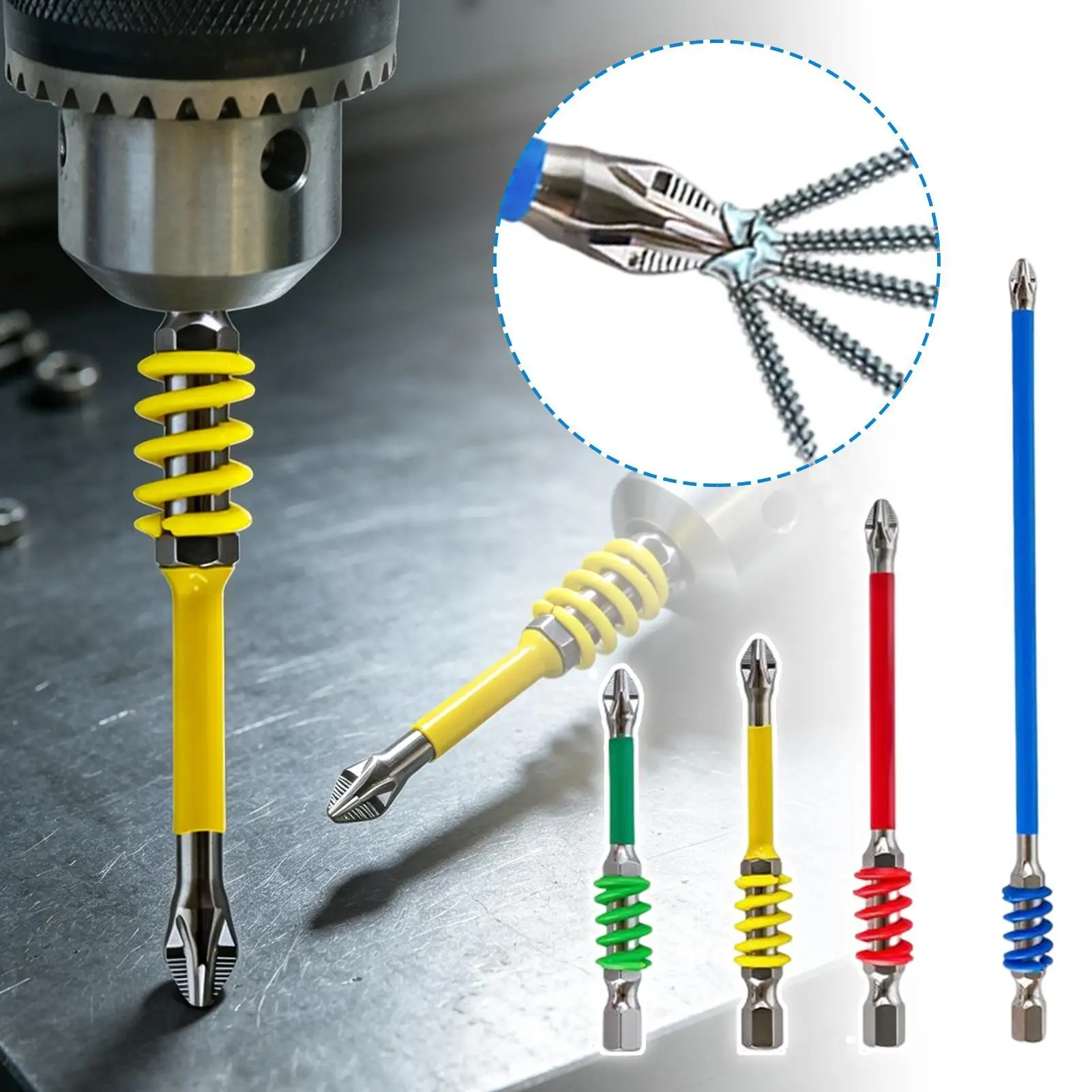 Magnetic Screwdriver Bits Alloy Steel Shock Absorption 1/4 Hexagonal Handle Magnetic Anti Slip Bits For Car Owner Home