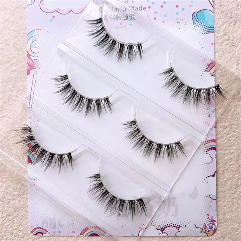 3D Bunch Japanese Fairy Little Devil Cosplay False Eyelashes Segmented Natural Cross Manga Lashes Extension Maquiagem freeship