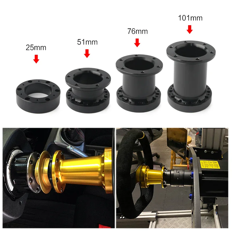 Universal Lenkradnabenabstandshalter 12/51/76/101 mm Lenkradnabe Boss Kit Adapter Abstandshalter Schwarz