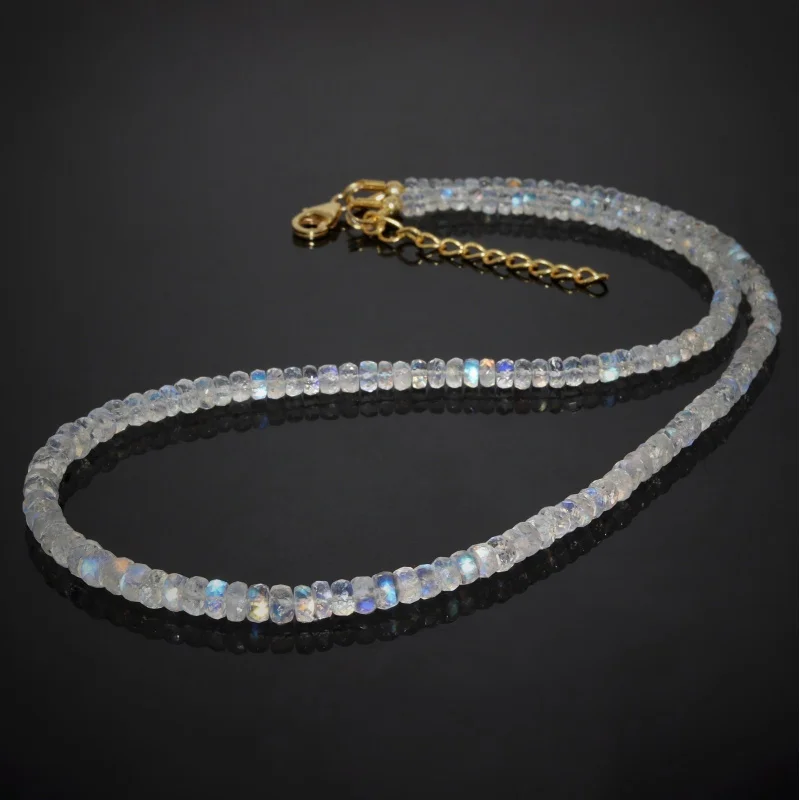 

Faceted Moonstone Beaded Necklace in Sterling Silver
