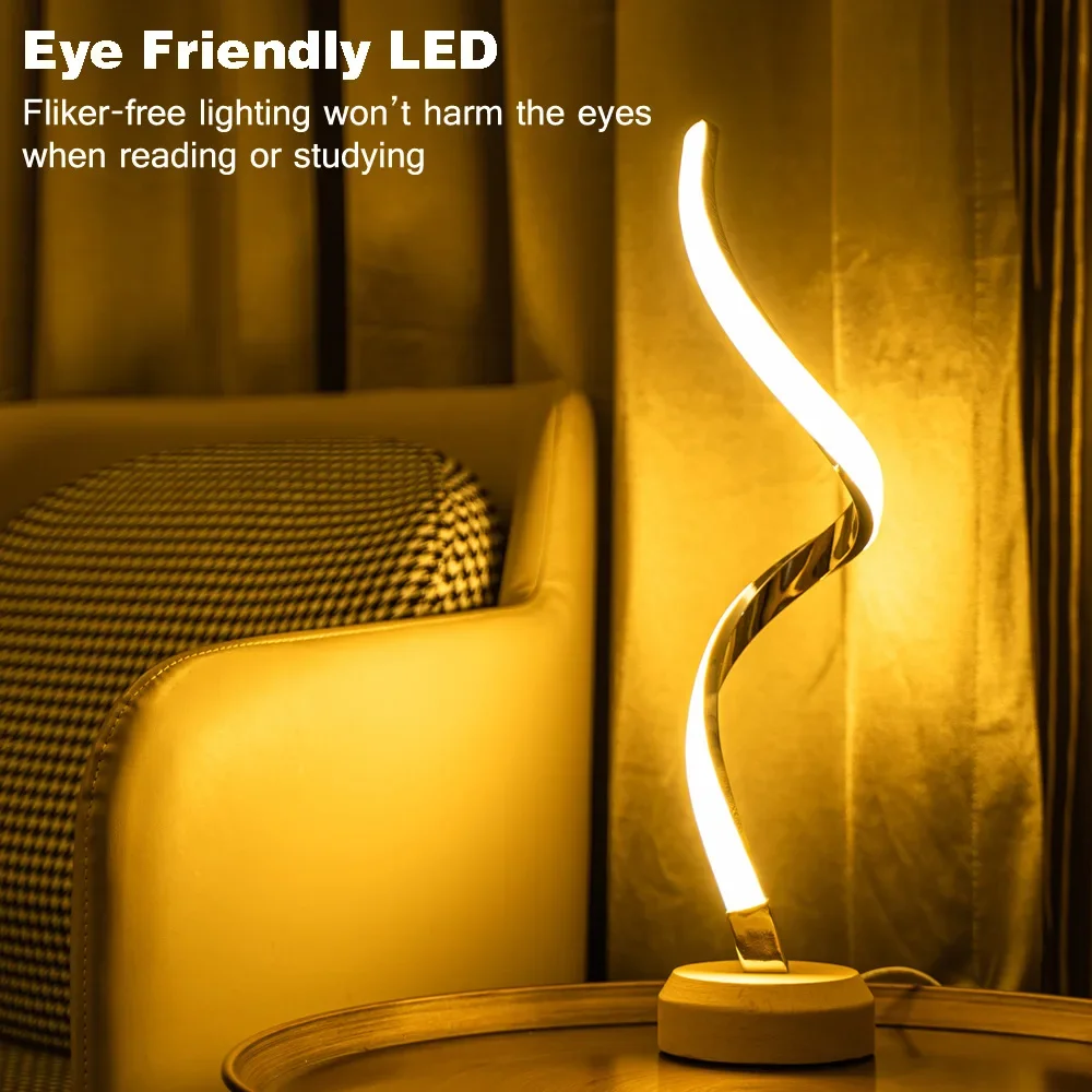 2Pcs/Lots  Intelligent Solid Wood Led Desk Lamp Creative Unique European USB Gift Bedside Lamp Wedding Room