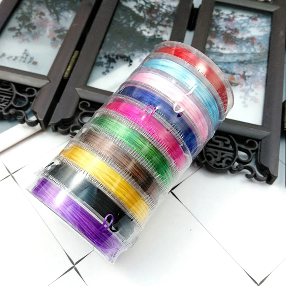 12 Rolls Tie Wire Elastic Braided Rope Craft Making Lanyard Bracelet String Lanyards