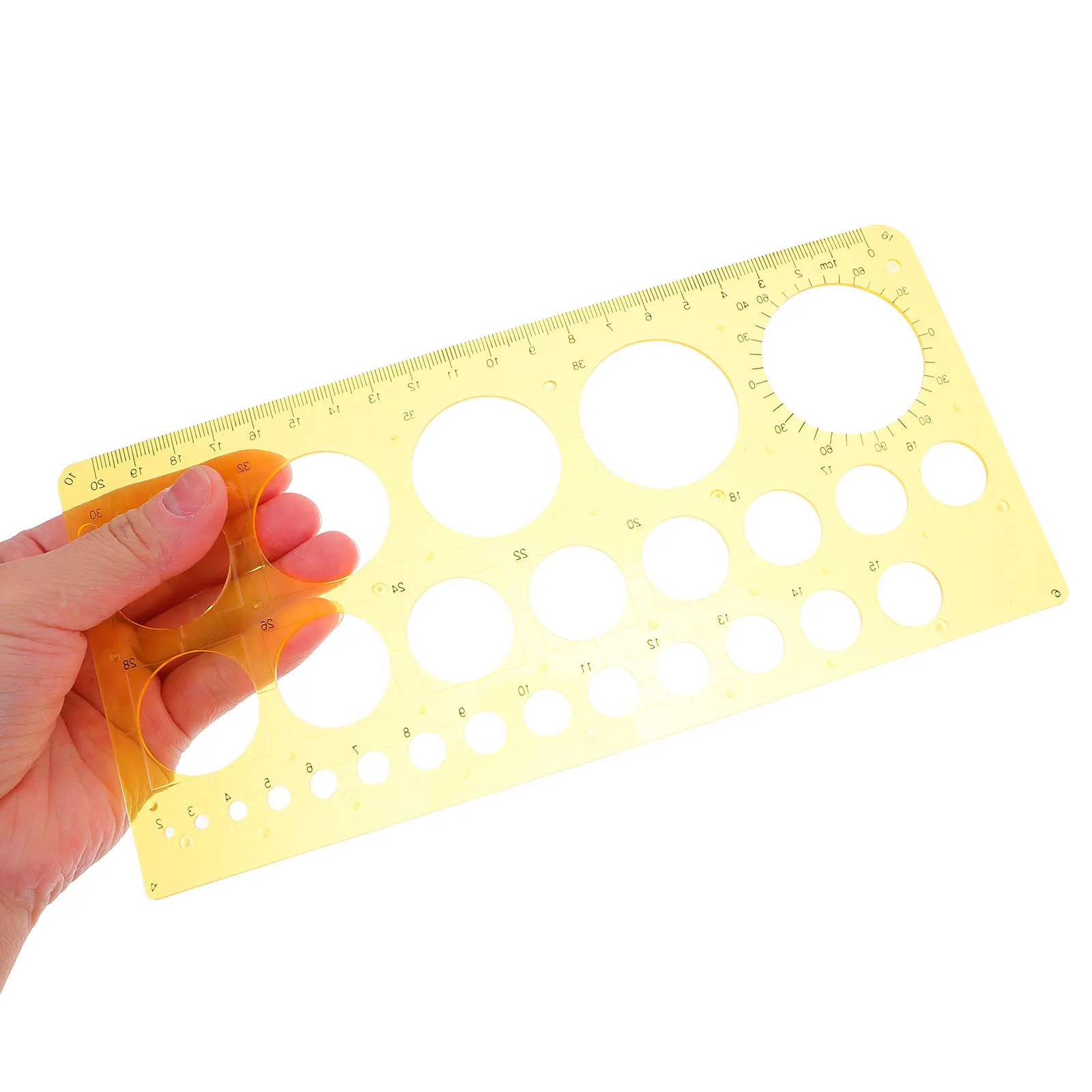 Yellow Plastic Circle Template Ruler Multi-Function Drawing Stencil Accurate Drafting Tools for Designers Circle Template Ruler