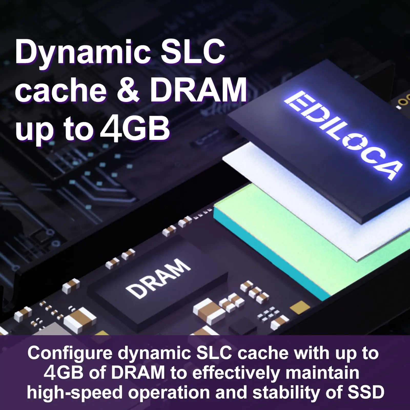 Ediloca EN855 SSD SLC Cache & DRAM with Heatsink 7400MB/s PCIe Gen4.0 NVMe M.2 SSD Internal Solid State Drive for PS5 & PC