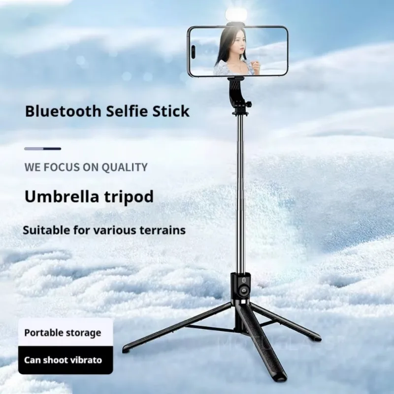 Adjustable 1.7M Selfie Stick Tripod with LED Light Floor Stand for Phone Live Streaming and Photography