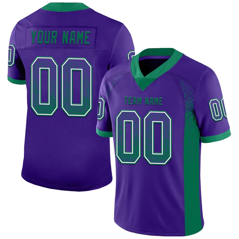 Purple Color Drift Fashion Football T Shirts For Men Custom Name Team Name Number V Neck Rugby T Shirts Casual Oversized Tops