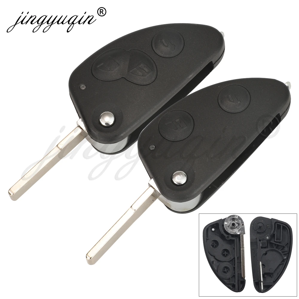 

Jingyuqin 2/3 кнопки откидной складной чехол для автомобильного ключа для Alfa Romeo 147 156 166 GT SIP22 чехол для брелока с необрезанным лезвием