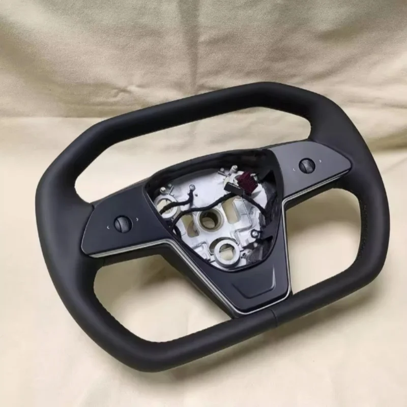 Hot-selling No Stitches Black Upgrade for New Model 3 Y Leather Yoke Handle Steering Wheel for Tesla Model 3 Y 2017-2023 Year view 6