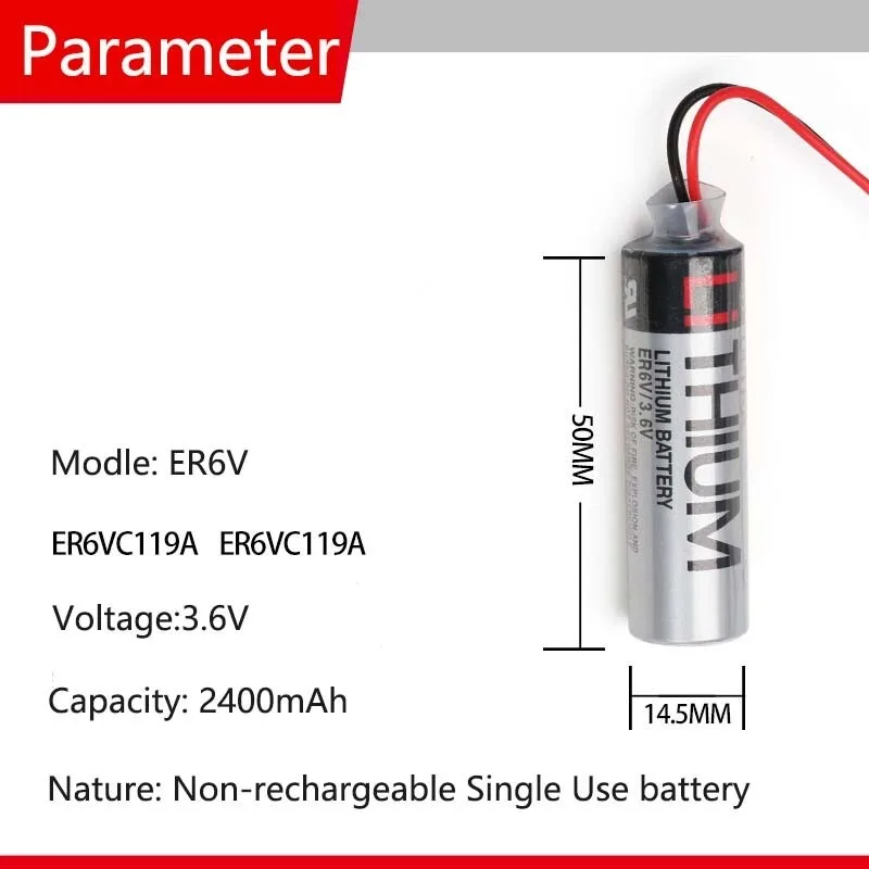 10PCS ER6V 3.6V ER6VC119B ER6VC119A 3.6V Programmable Battery with Plug