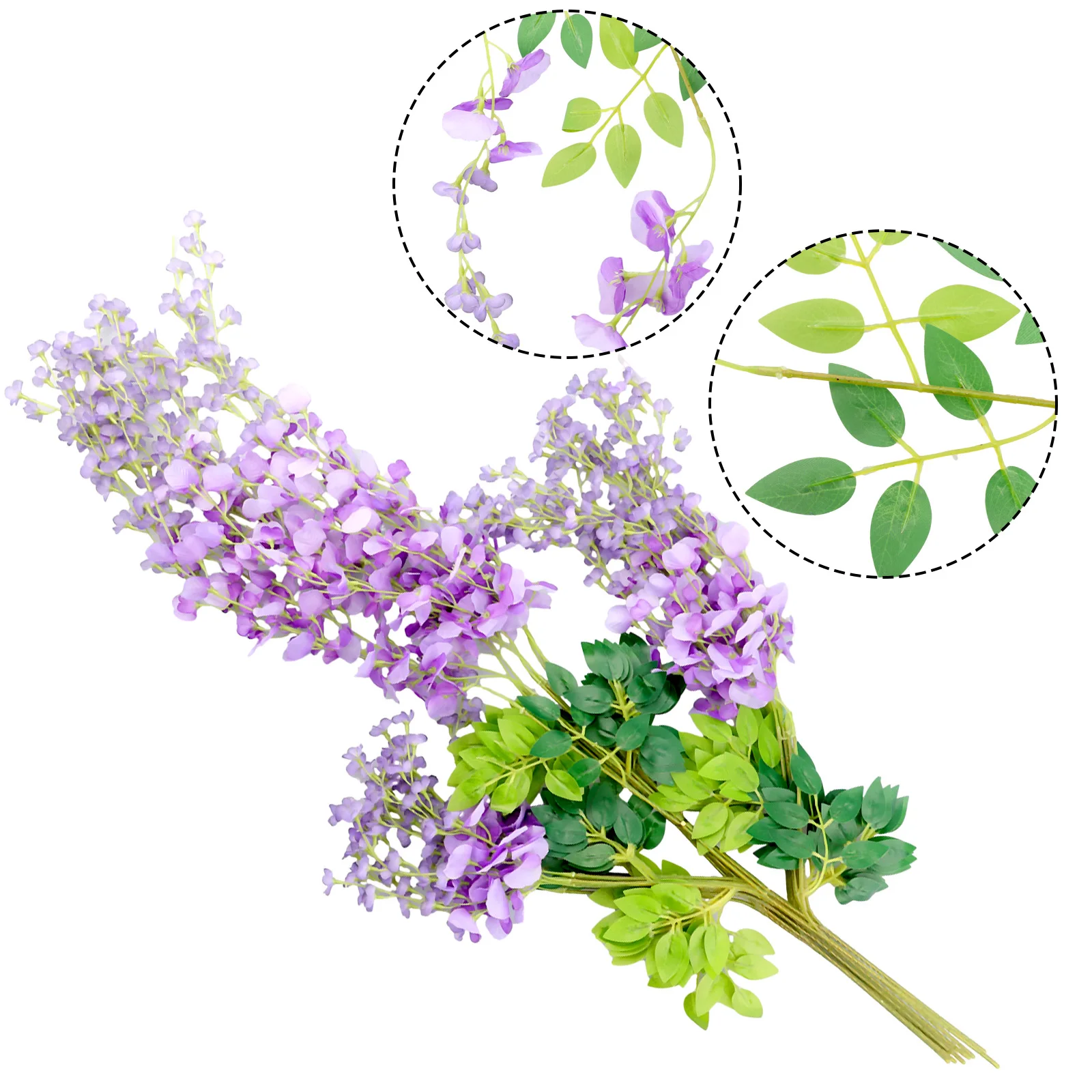 12pcs Artificial Flowers Silk Wisteria Vine Fake Silk Hanging Purple Hanging Flower Plant For Home Garden Wall Decoration