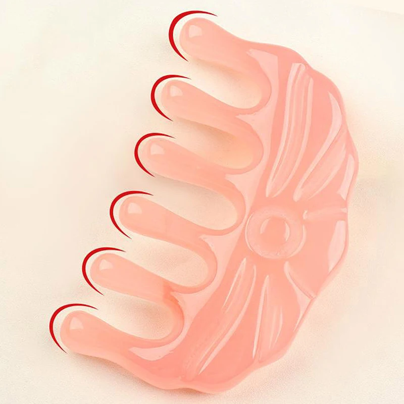 1 قطعة مشط تدليك خطوط الطول ستة أسنان مادة الراتنج بدون يد الذكور والإناث فروة الرأس خطوط الطول مشط مستدير الرأس الأسنان يوميا #4