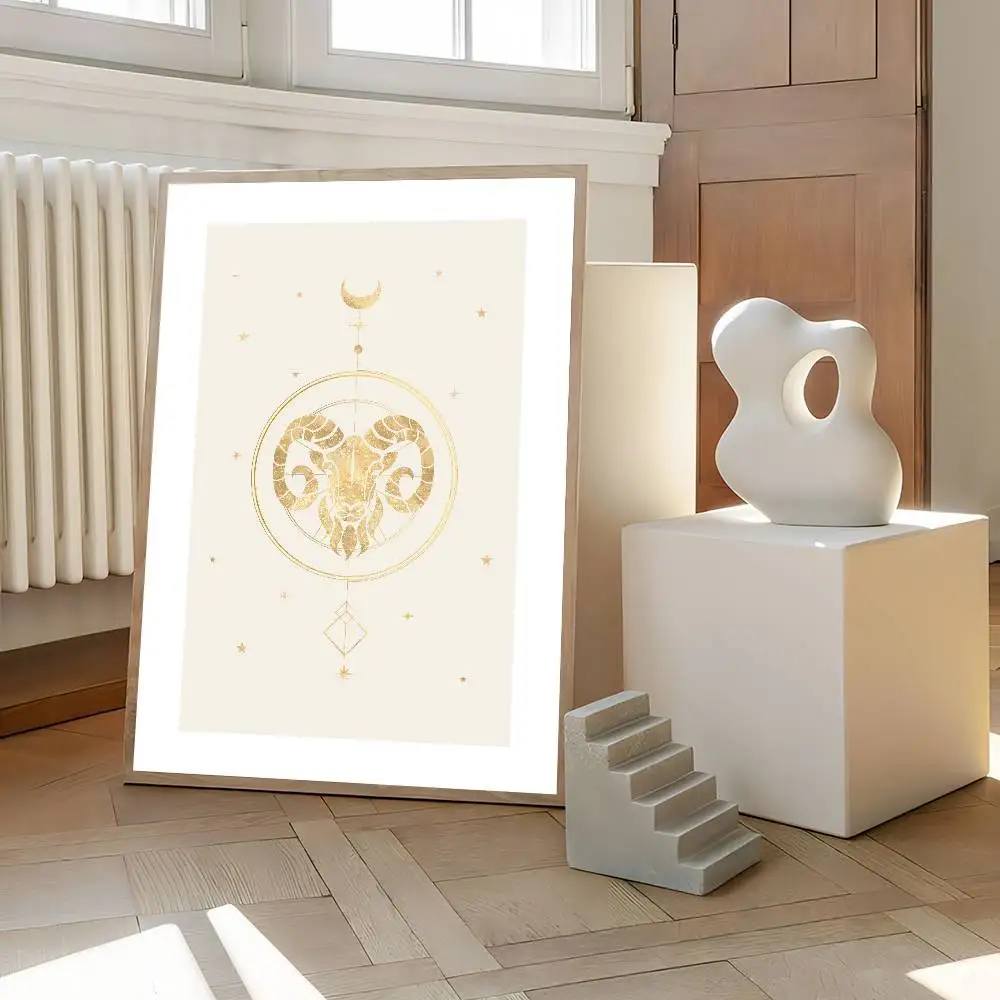 Aries Poster HD Home Decor Sticky Wall Waterproof Home Living Room Bar Aesthetic Decor