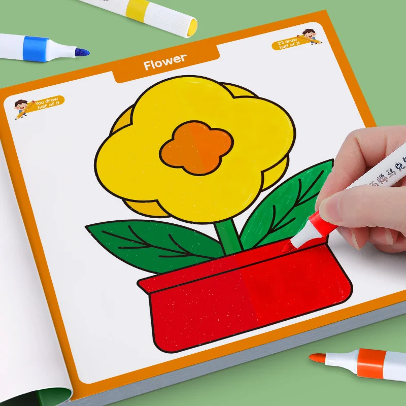 Livre de coloriage Graffiti de 32 Pages, livre de dessin symétrique amusant, demi-livre de coloriage intéressant pour enfants