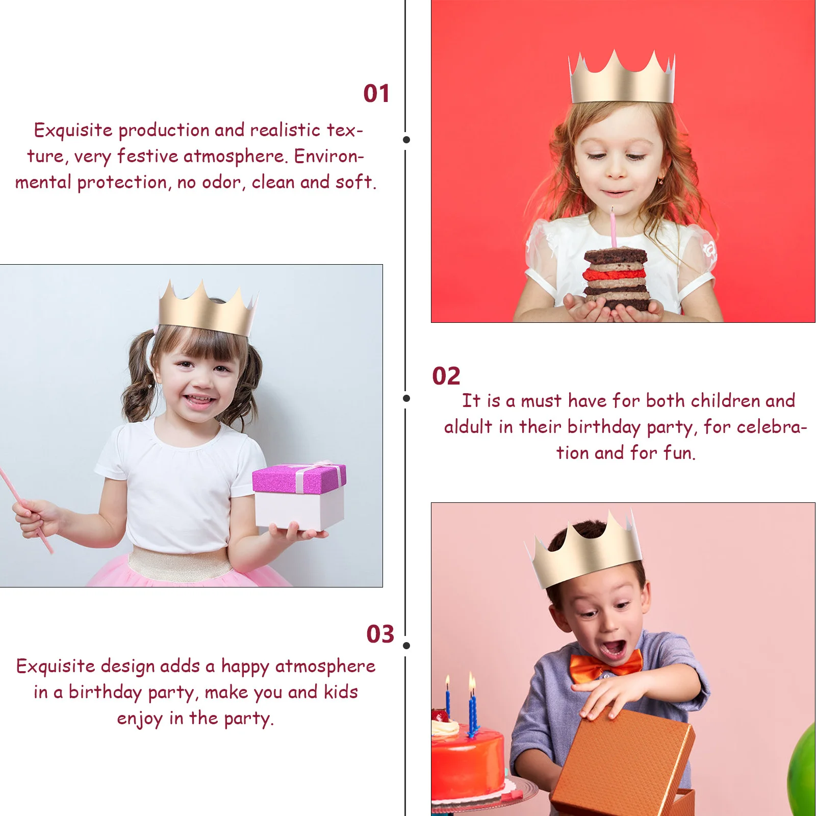 

30Pcs Birthday Party Hats Colorful Kids Adult Crowns for Photos Party Supplies Kids Crown Birthday Hat Adult Crown Hat