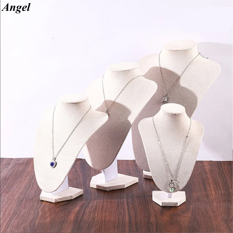 

Necklace Display Stand Portrait Mannequin Jewelry Holder Counter Display Props Artistic Style Velvet PU Material Density Boar...