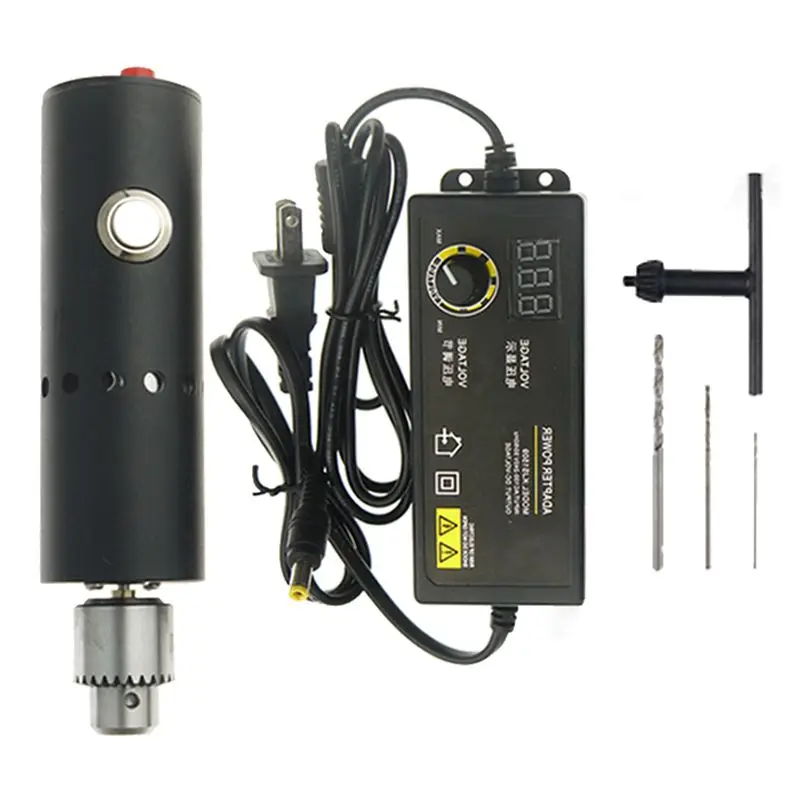Mini Furadeira Elétrica 0.36.5 mm 3v24v Kit de Ferramentas Rotativas Velocidade Variável com Interruptor de Bloqueio Automático Furos de Resfriamento para Moagem Corte