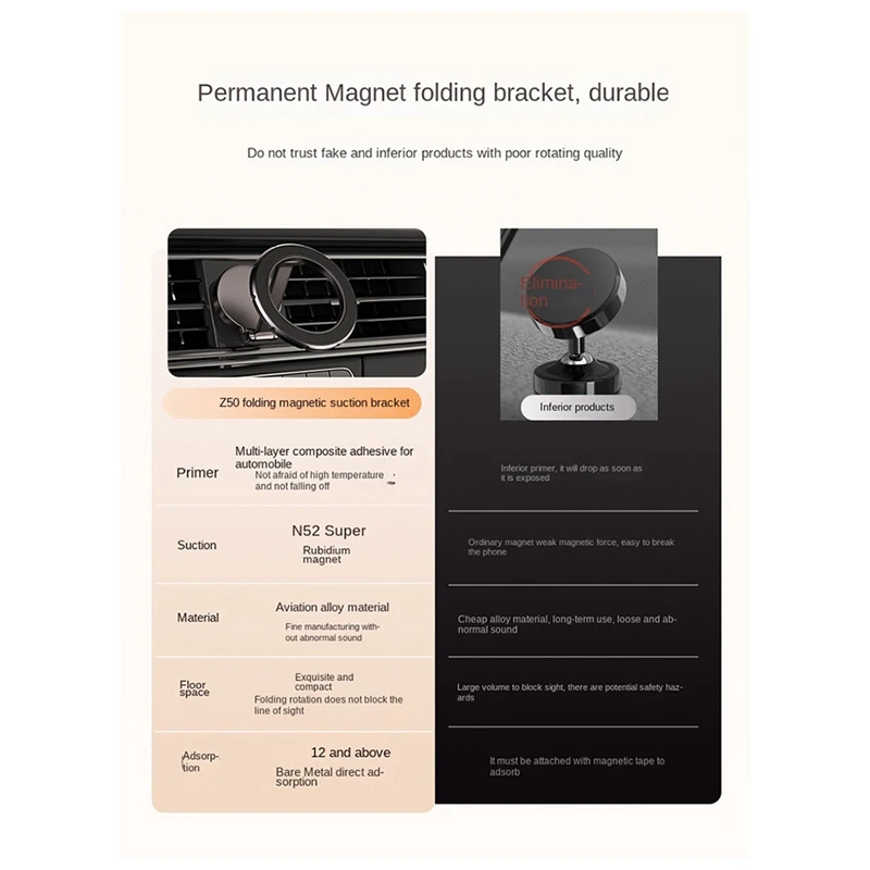 Car Mount 810° Rotation All-Metal Magnetic Phone Holder For Car Strong Magnets Phone Car Holder Hands Free Phone Mount