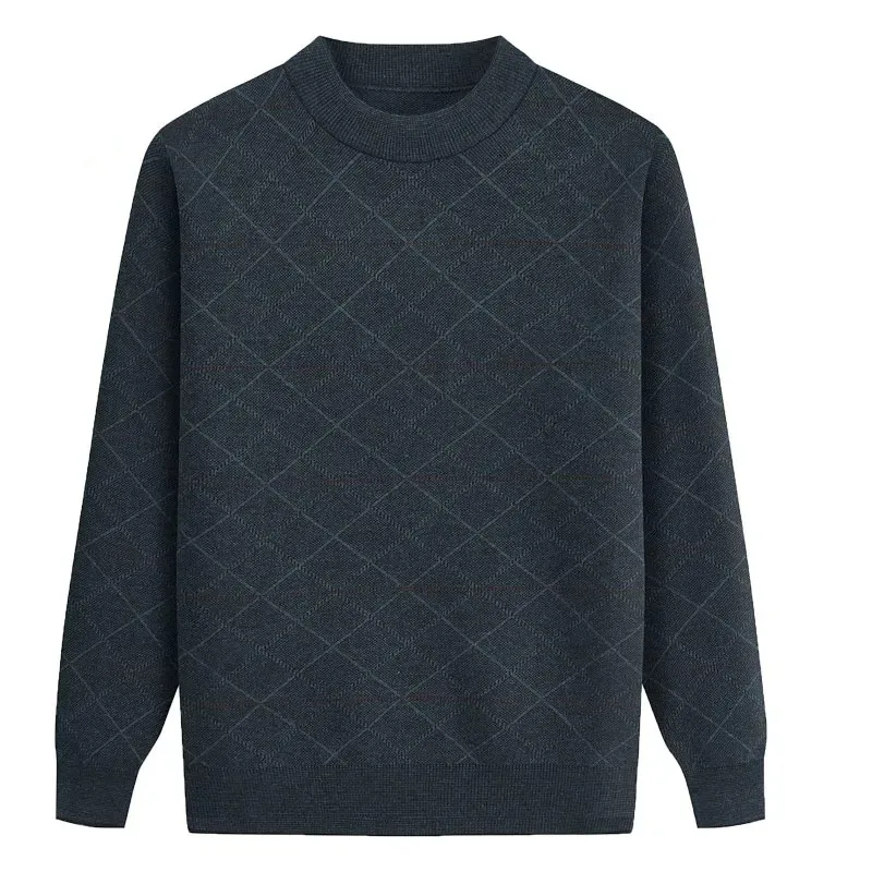 Middle-aged Elderly Men's Autumn Winter Thickened Sweaters Round Neck Bottoming Knitted Casual Inner Wear Warm Clothes