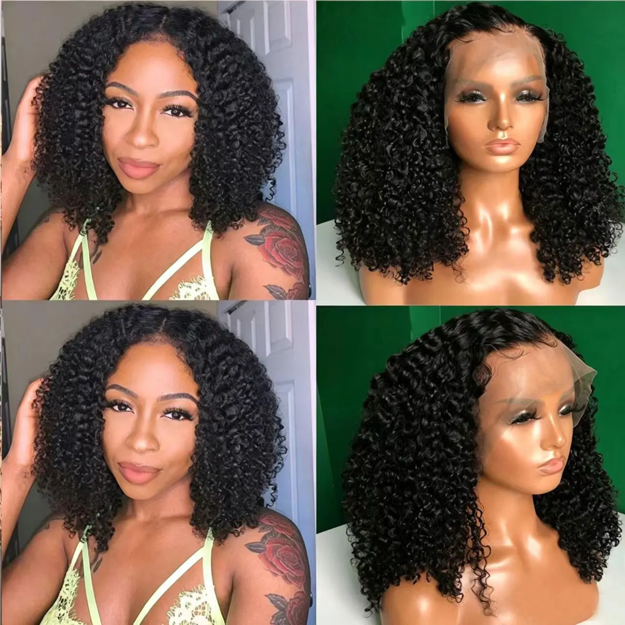 JOVIA Glueless Lace Frontal Wigs HD Transparent  Kinky Bob Curly black Wigs For Women cosplay hair extensions on clearance sale