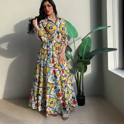 Abayas-vestido largo con estampado musulmán para mujer, ropa ajustada a la moda, Dubai, turquía, Islam, africano, 2022