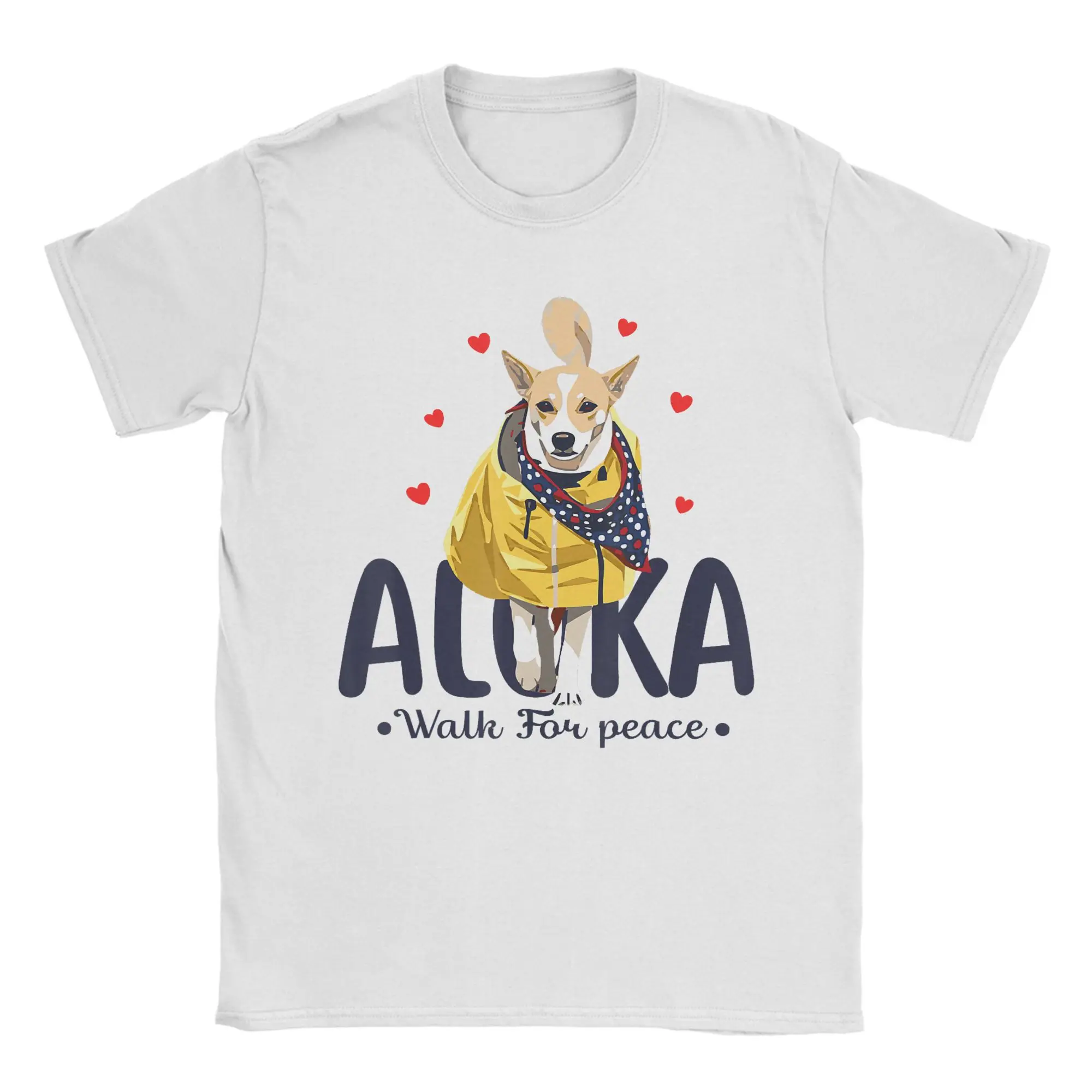 Camiseta Aloka Walk for Peace Monks con Aloka Dog para hombre, camiseta de manga corta con cuello redondo, camisetas 100% de algodón, ropa Idea de regalo