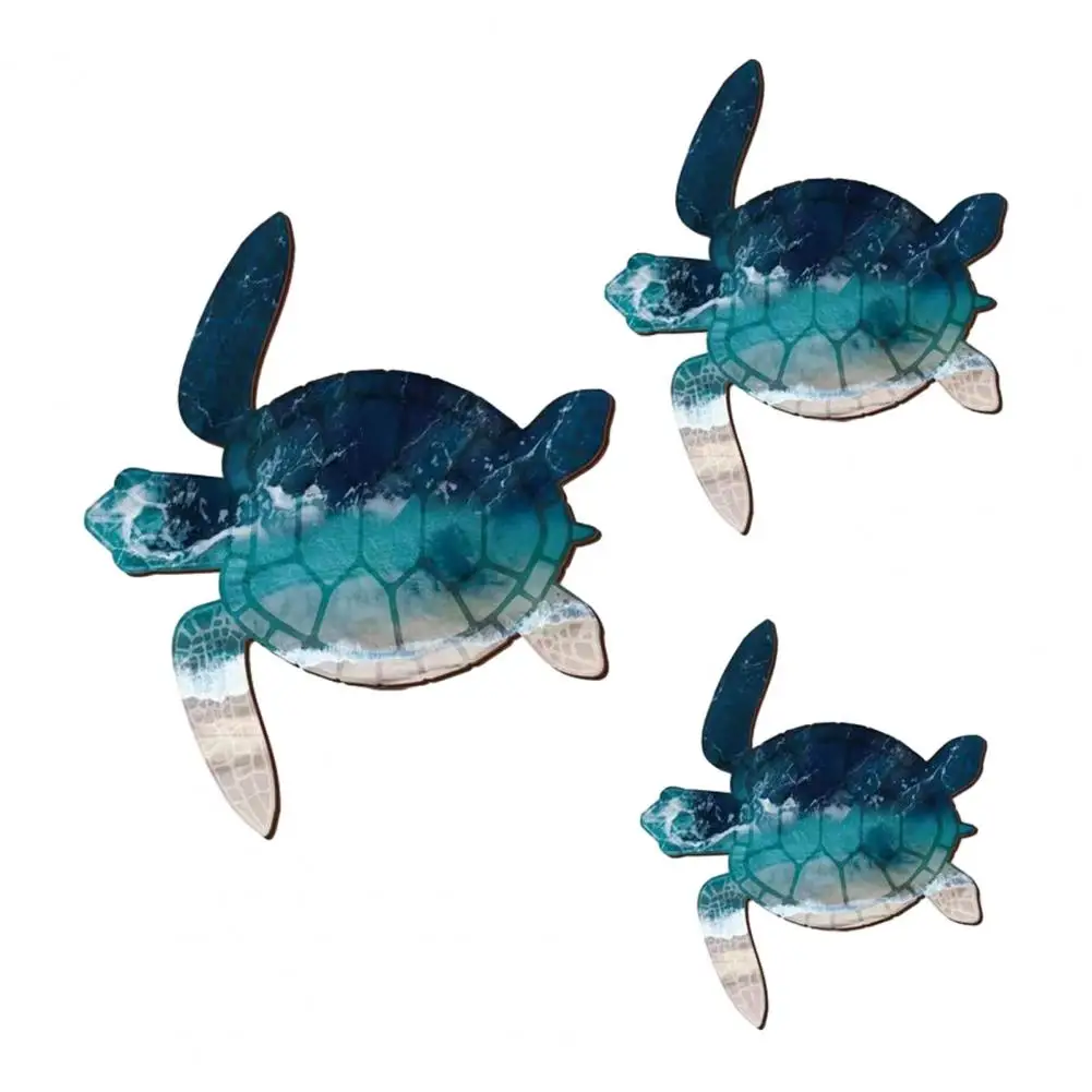 

3 Pcs Turtle Wall Decor Beach Theme Wall Art Unique Animal Gift Idea Coastal Wall Hanging Ornament for Home Lake House Bathroom