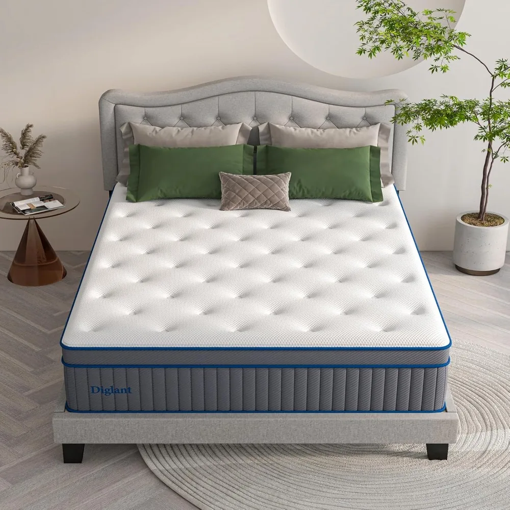 

14 Inch King Plush Hybrid Mattress with Gel Memory Foam for Soft Sleep, 7-Zoned Individual Pocket Spring for Pressure Relief