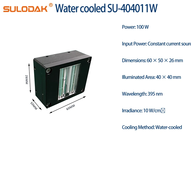 

100W404011W Water Cooled UV LED Curing Lamp 395nm for Ricoh G5 G6 Ink Pre-curing printing varnish UV Glue Drying