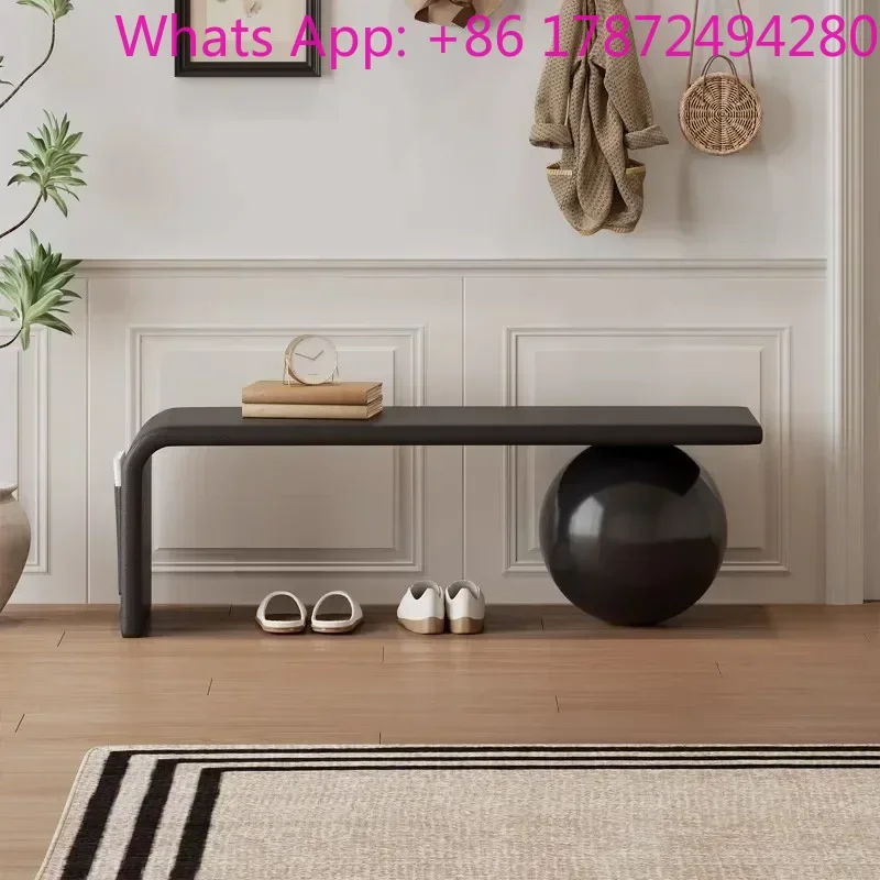 New Arrival Stool for Home Entrance Integrated with Side Pockets High-end Cat Paw Leather Ottoman for Clothing Store