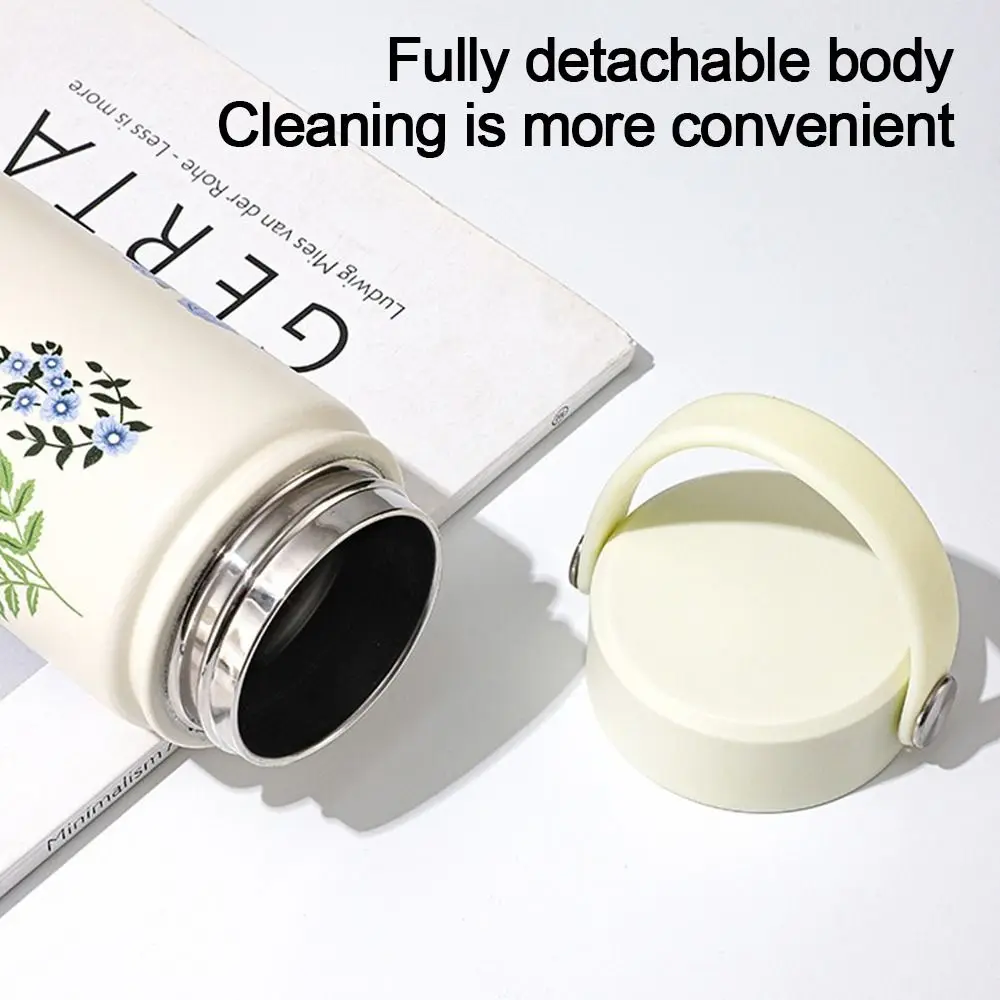 

Creative Stainless Steel Insulated Cup 800ml Flower Printed Water Bottle Leak-Proof Vacuum Handy Cup Outdoor Travel Office
