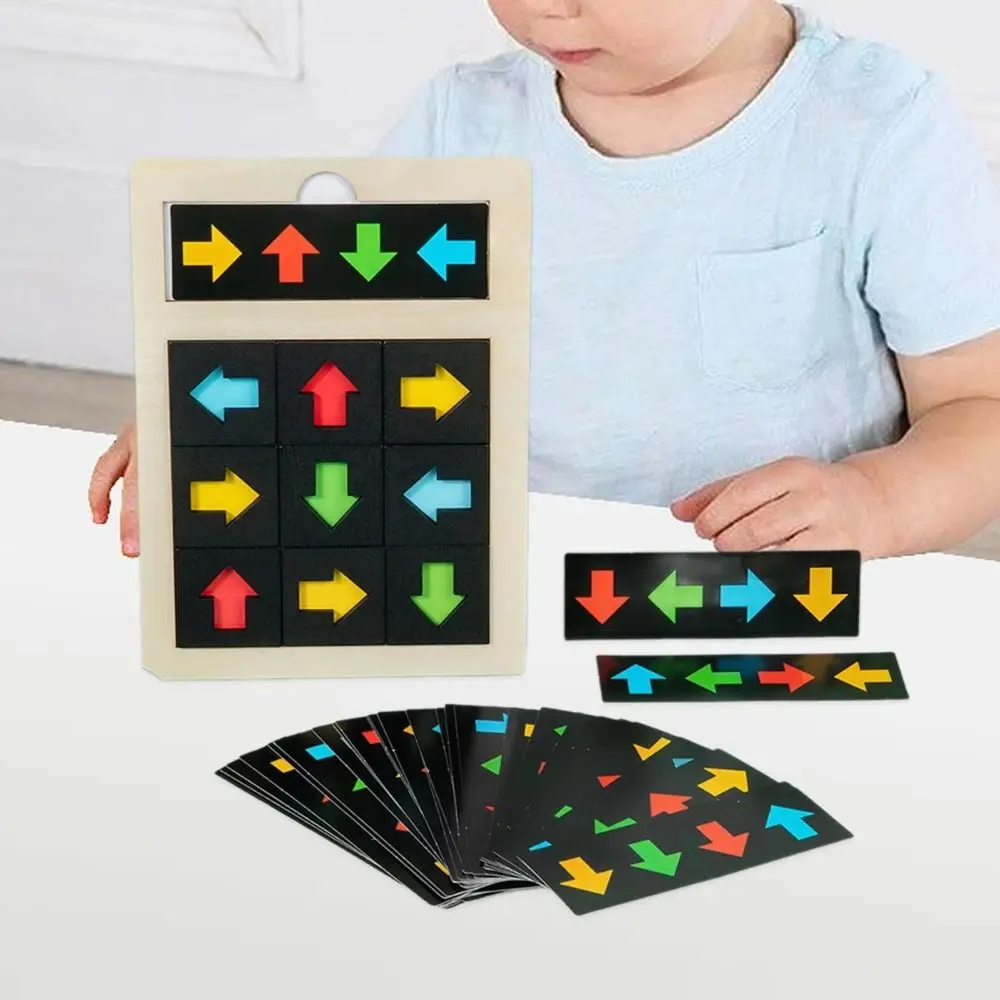 Jeu sensoriel de Cognition de Direction en bois, Puzzle de pensée logique, apprentissage du parcours Montessori, correspondance des formes de couleurs colorées