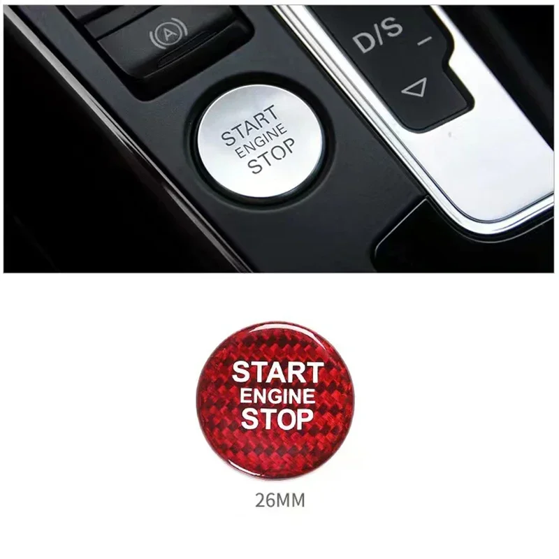 Carbon Fiber Start Stop Push Button Engine Ignition Switch Protective Sticker For Audi A3 A4L A5 A6 A7 Q2 Q3 Q5 TT Quattro