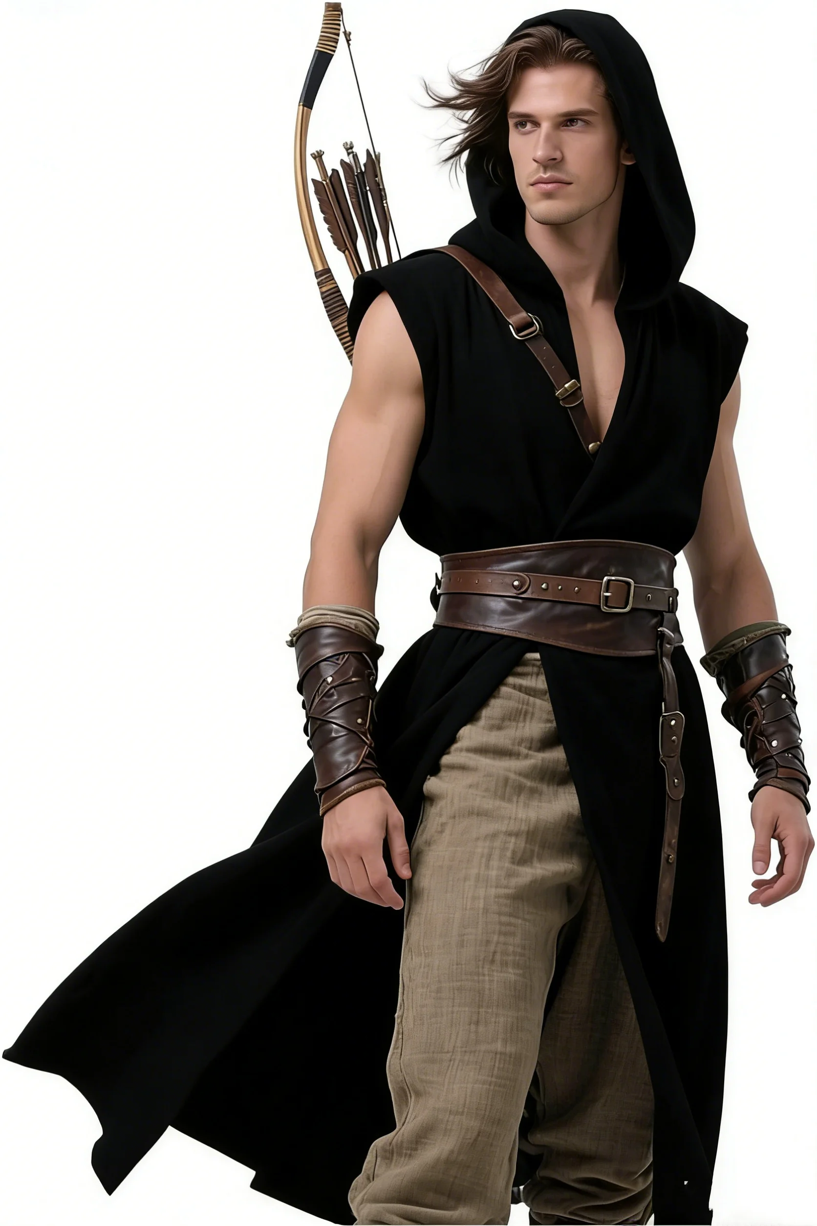 Mittelalterlicher Wappenrock mit Kapuze für Herren, Renaissance-Wappenrock, ärmellos, Tunika, Umhang, Wikinger-Kostüm, Holloween, Assassin, Cosplay