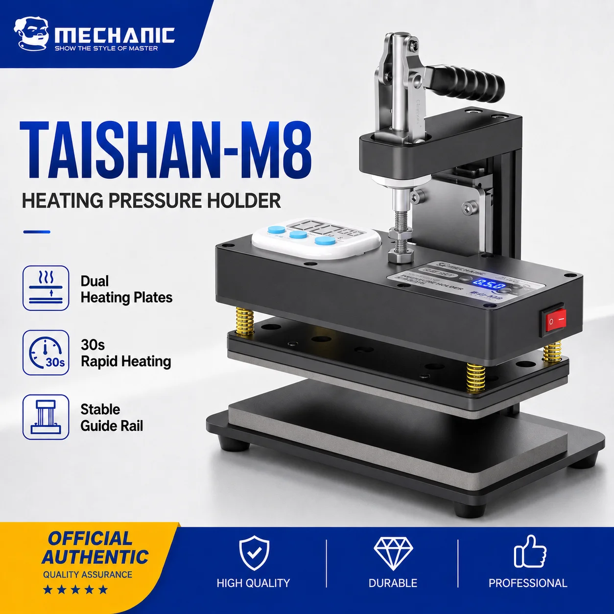 MECHANIC Taishan M8 Heating Pressure Holder Dual Heating Plate 30s Rapid Heating Linear Guide Rail Timer for Phone Screen Repair