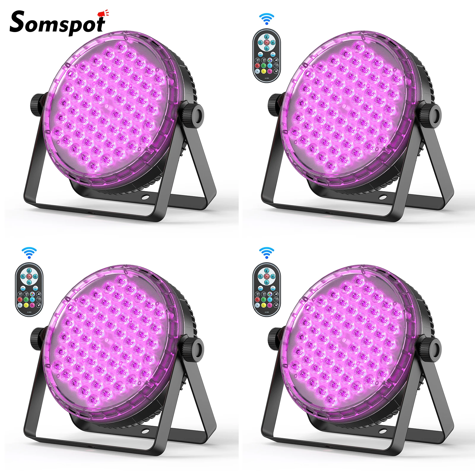 

Somspot RGBW 4-in-1 LED Par Lights DMX512 Stage Effect Lighting Projector For DJ Disco Club Wedding Party Church, 4PCS/SET