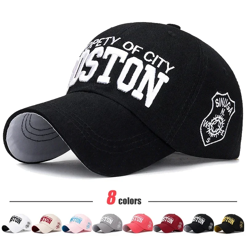 BOSTON 3D-Embroidered Soft Top Baseball Cap,YouthTrendy Versatile Peaked Cap,Sun Protection/UV Protection Dad Hat,Trucker Hats