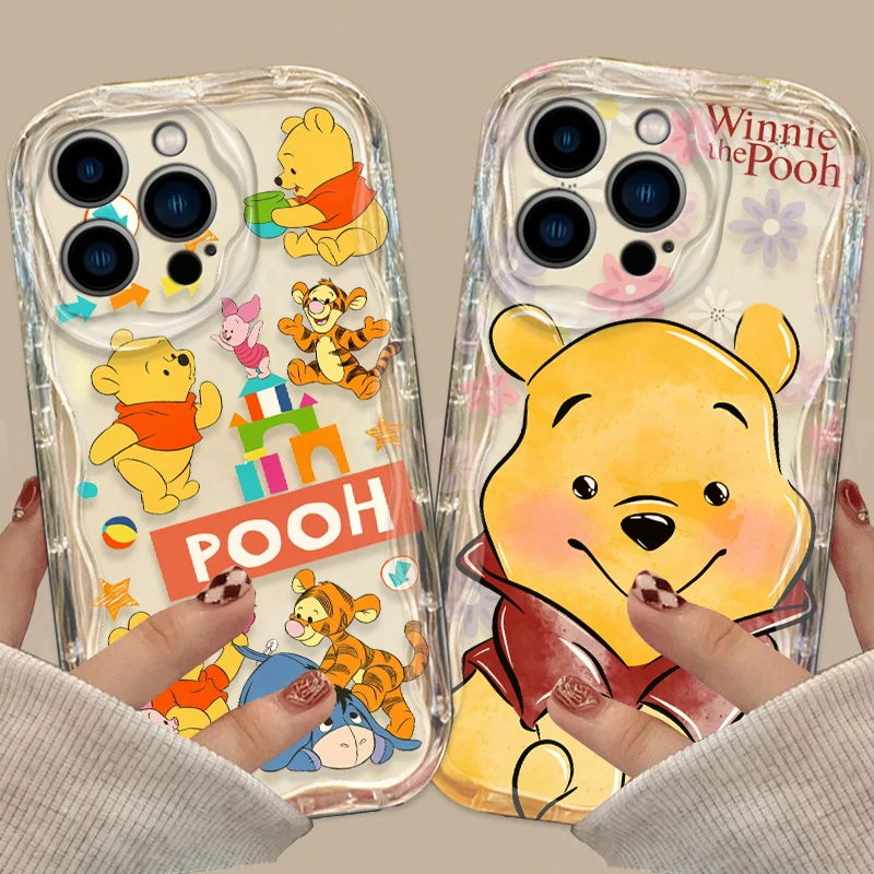 Disney Cute Pooh Bear For Apple iPhone 15 14 13 12 11 XS XR X Pro Max Plus Wave Oil Funda Cover Phone Case